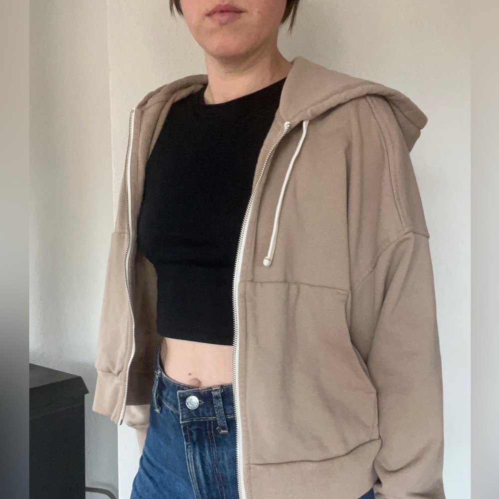 NWOT Everlane The Track Organic Cotton Hoodie, Brown Sugar, Medium